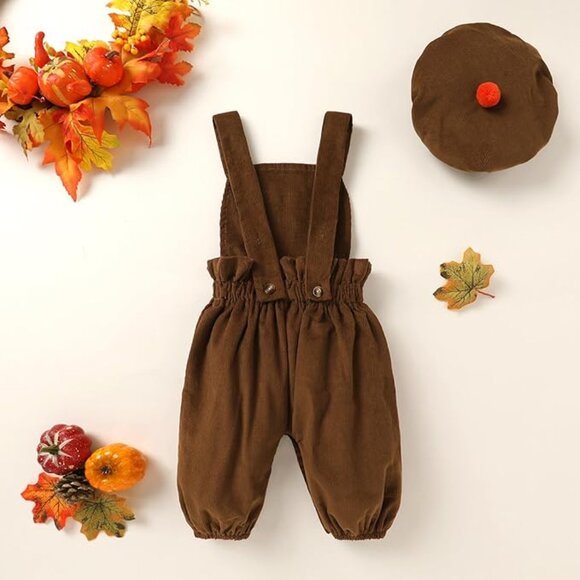 NEW! Baby Boy Girl Overalls Newborn Infant Corduroy Suspender Pants Turkey 😊 - Picture 2 of 5